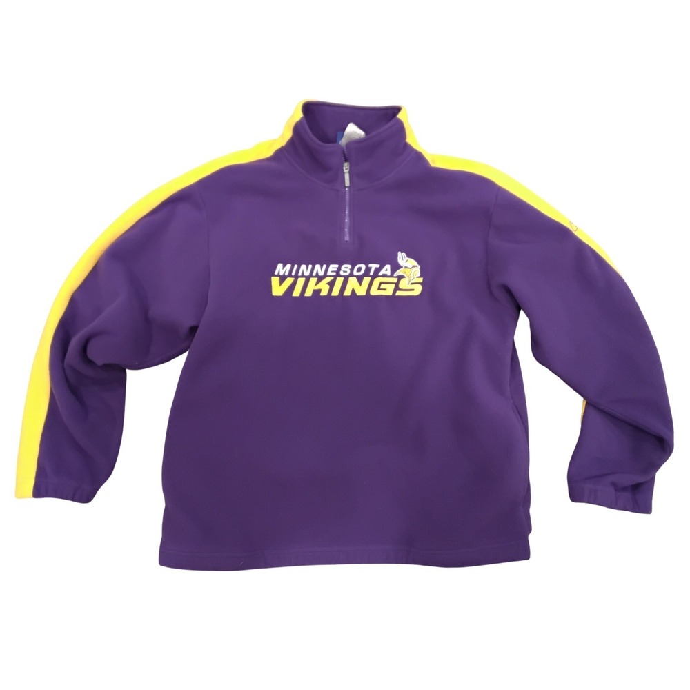 Reebok‎ Minnesota Vikings Fleece Quarter Zip Pullover Purple Gold Mens Large